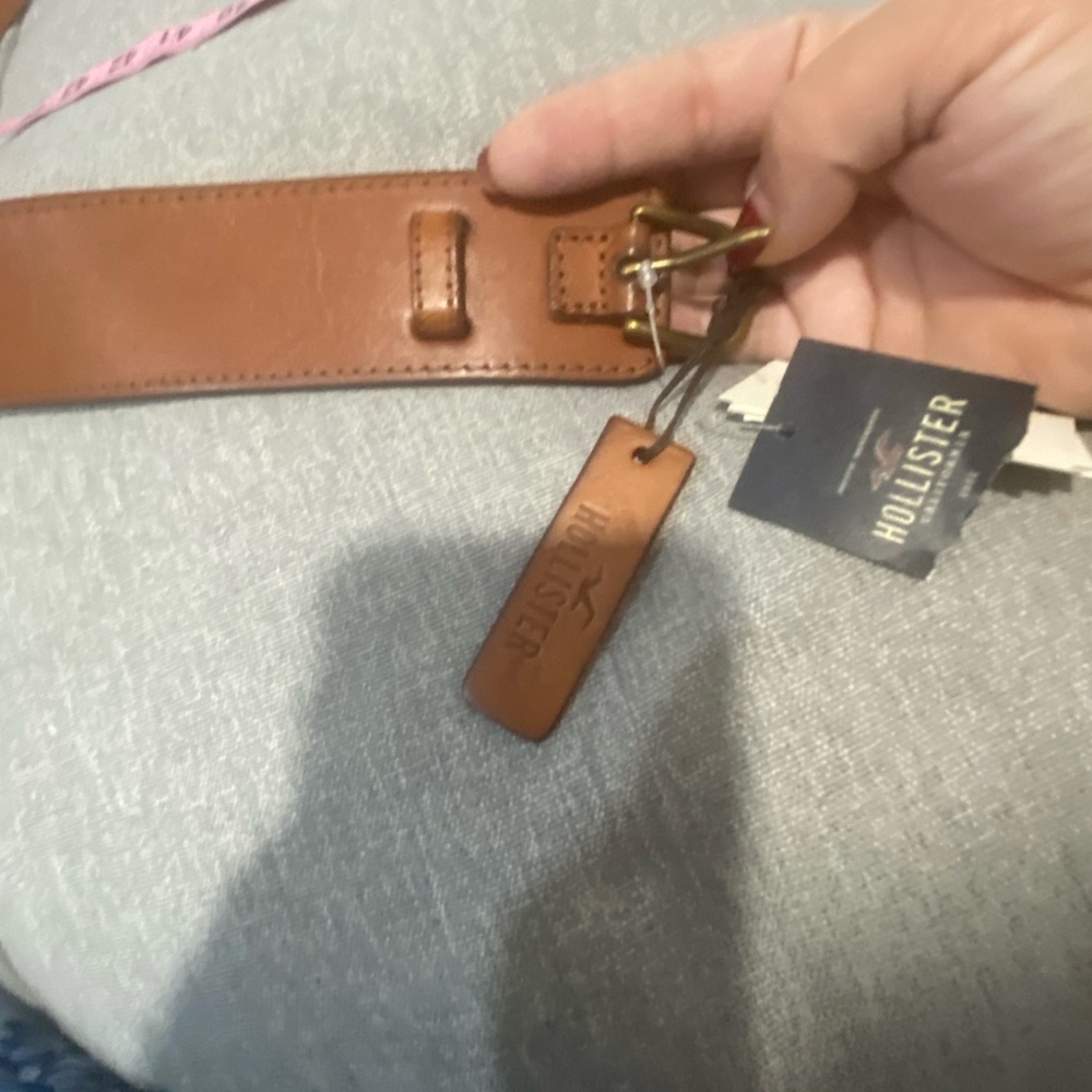 Hollister Brown Leather Waist Belt with Brass Buckle - Picture 8 of 9